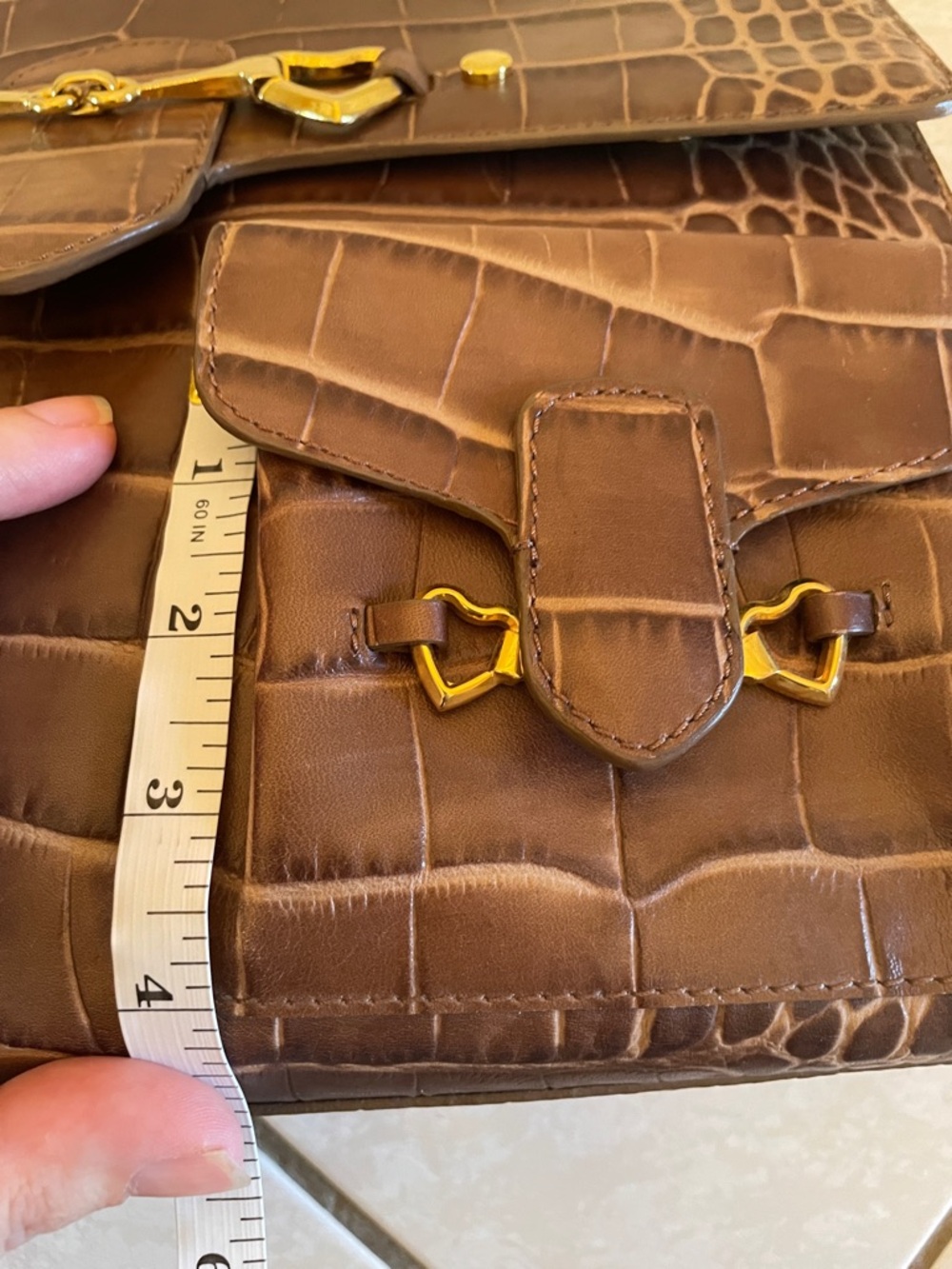 Brown Croc-Embossed Top-Handle Satchel - Women Bags - Picture 8 of 16